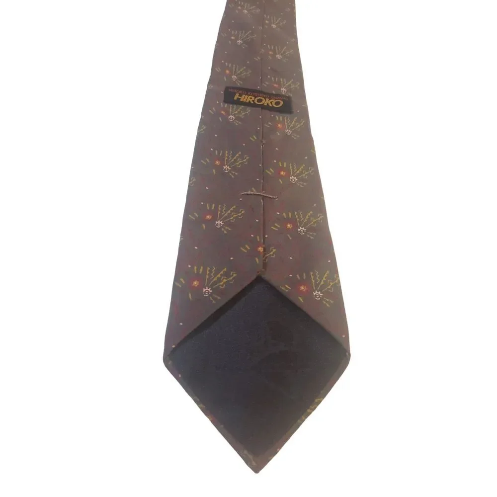 HIROKO KOSHINO HOMME NeckTie Men Multicolor Abstract Floral Silk Luxury Designer